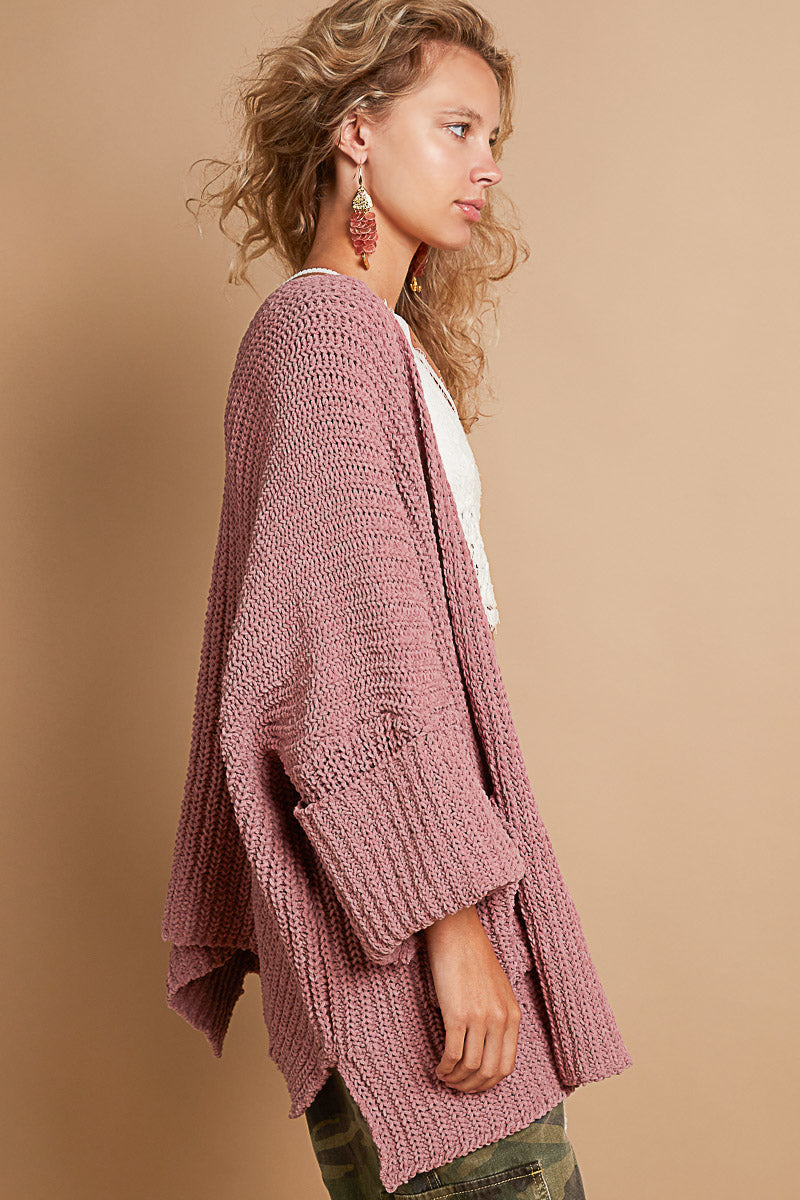 Wide Cuff Sleeve Chunky Knit Cardigan by POL