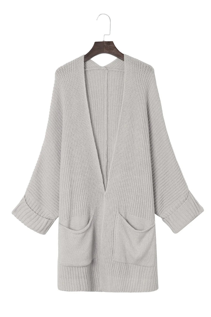 Oversized Chunky Knit Cardigan with Rolled Sleeve