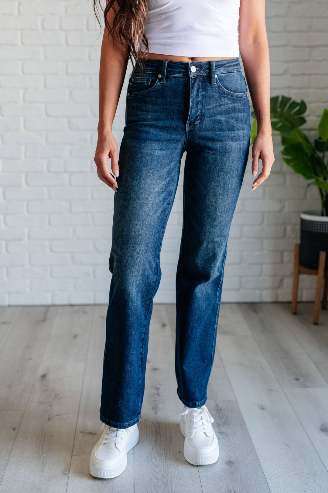 Muriel Mid Rise Control Top Classic Straight Jeans by Judy Blue