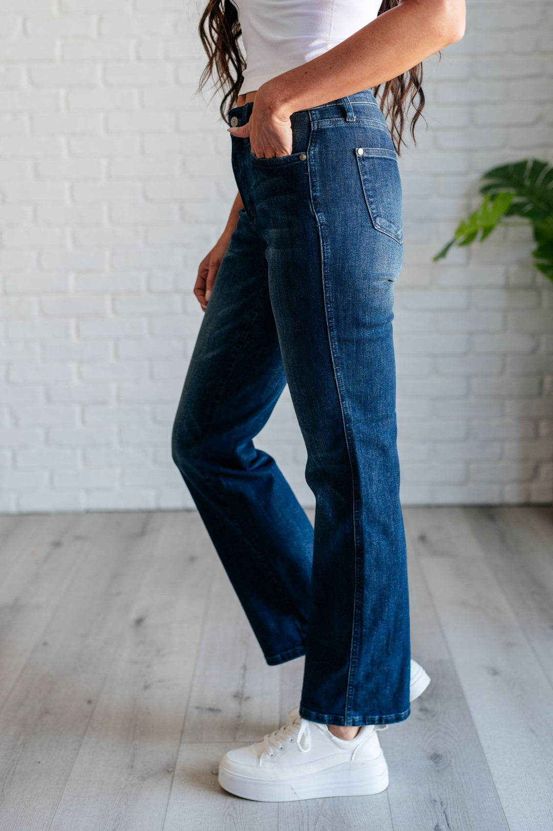 Muriel Mid Rise Control Top Classic Straight Jeans by Judy Blue