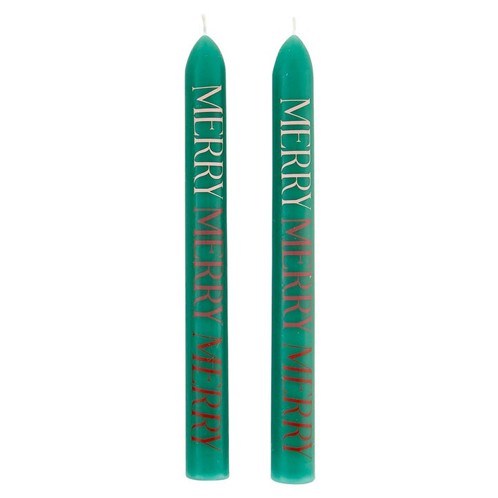 'Merry Merry Merry' Tapered Candle Set of 2