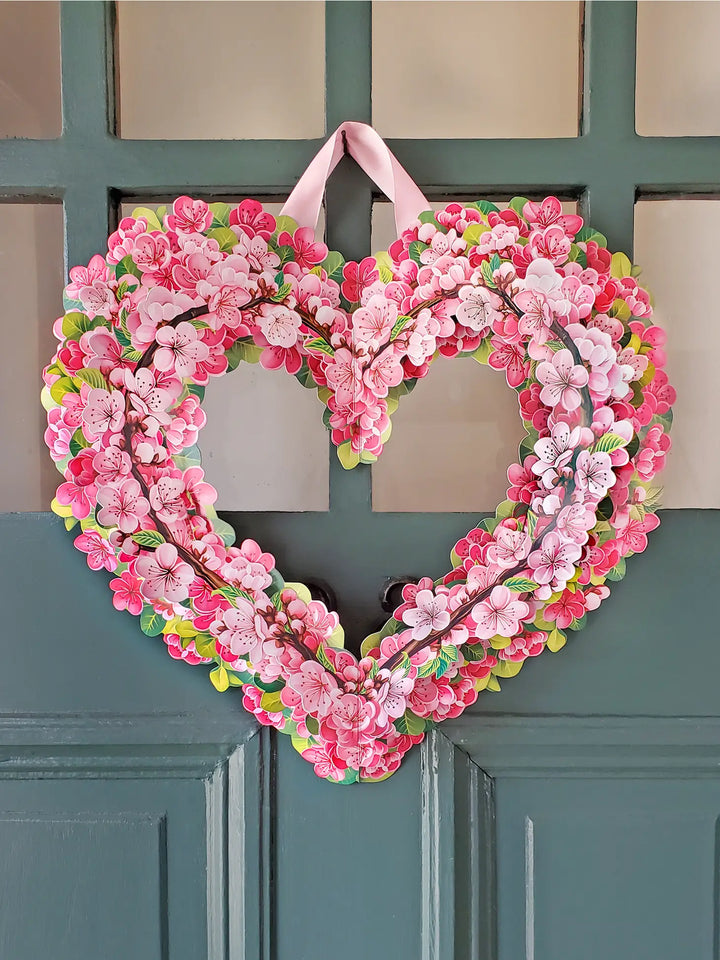 Cherry Blossom Wreath Pop Open Greeting Card