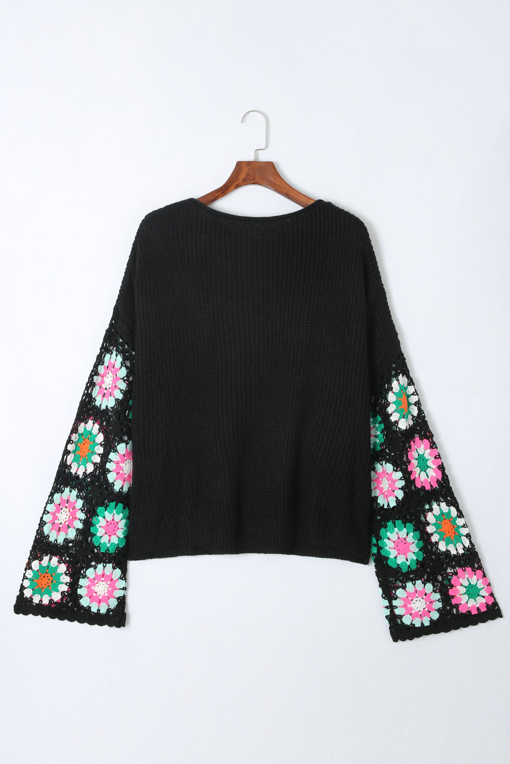 Luna Chunky Knit Crochet Sleeve Sweater