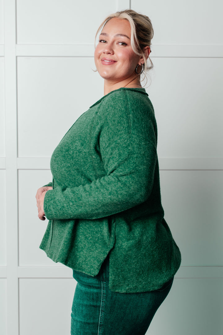 Simple Silhouette Brushed Hacci Sweater in Dark Green - 12/11