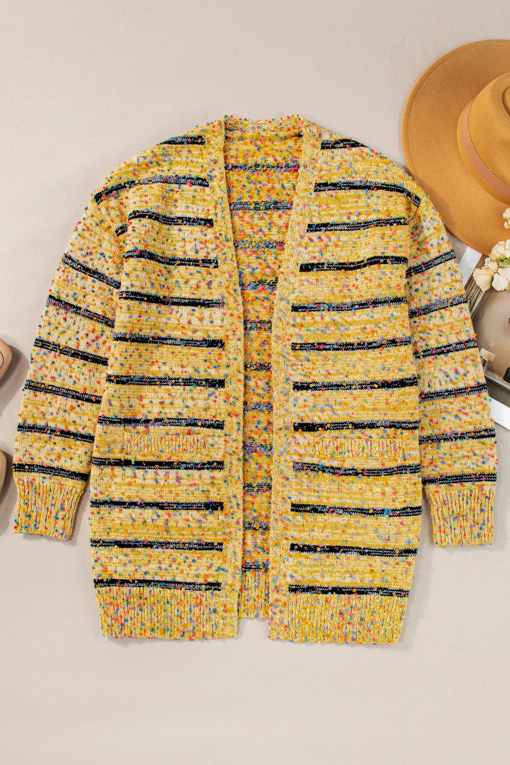 Whitney Striped Open Front Confetti Cardigan (Ships in 2-3 Weeks)