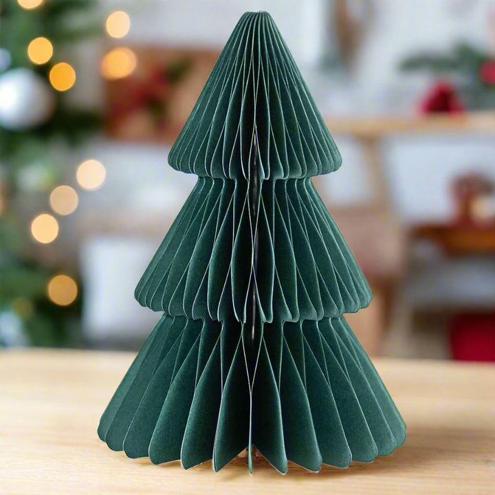 Dark Green Accordion Paper Tree 15"