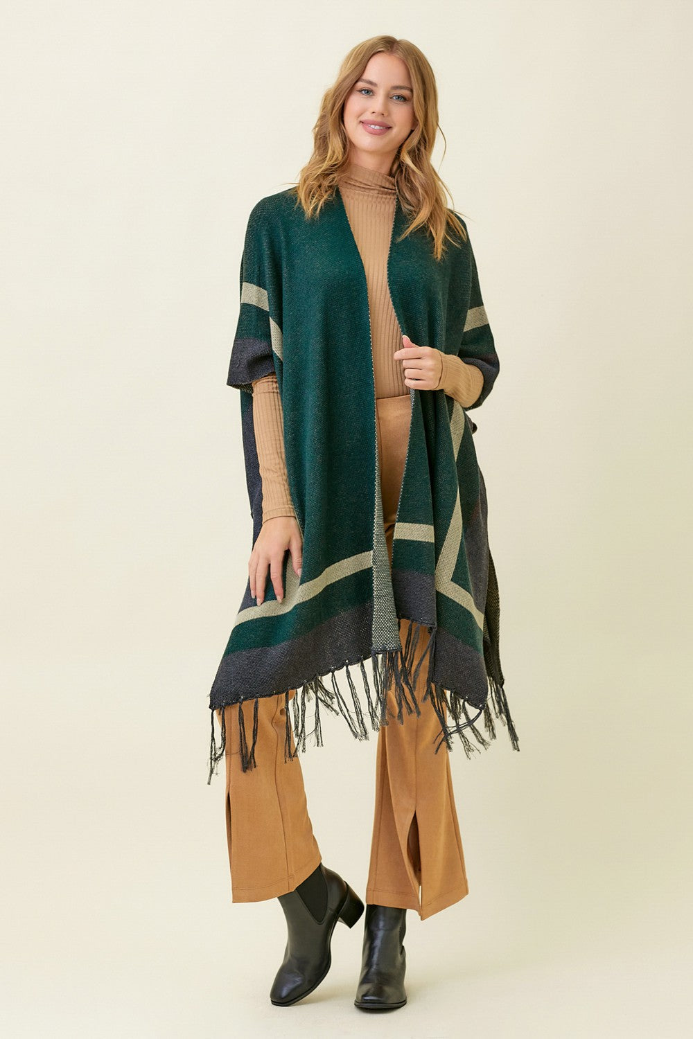 Colorblocked Tassel Kimono by Mystree