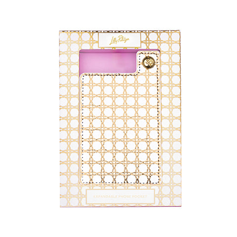 Expandable Phone Pocket by Lilly Pulitzer - Gold Metallic Caning