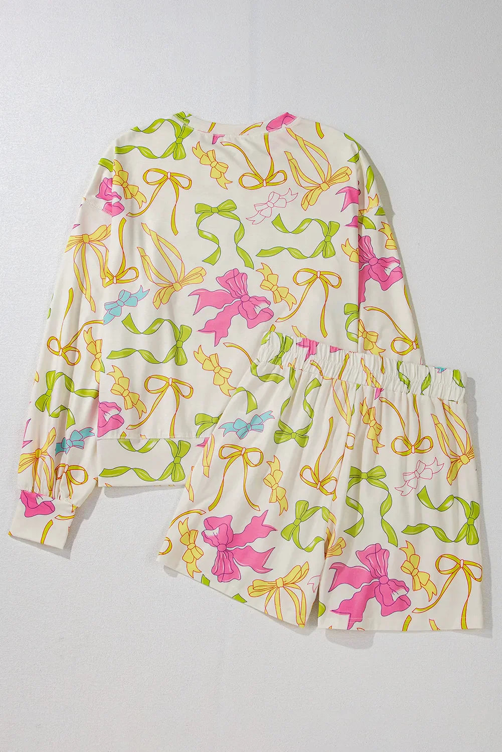 Bow Long Sleeve & Shorts Pajama Set (Ships in 3 Weeks)