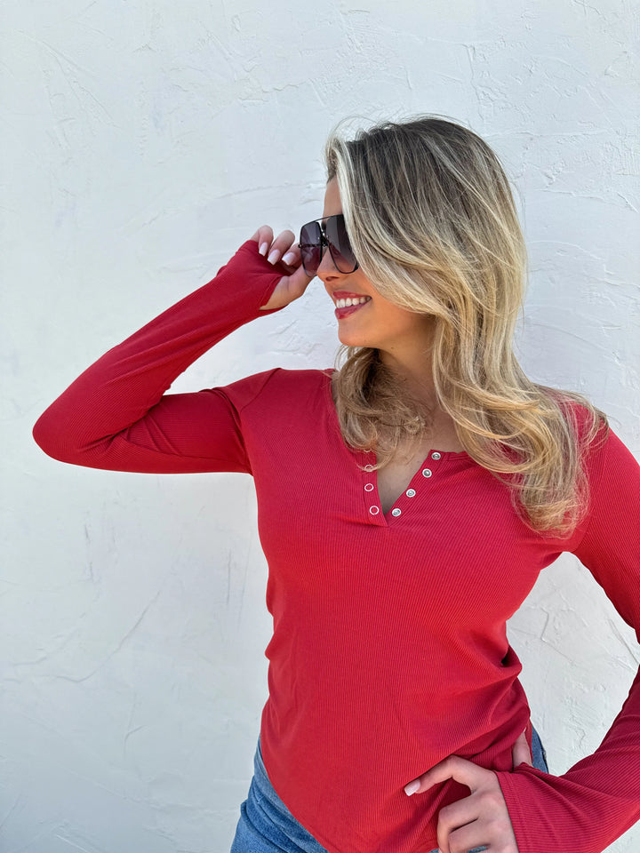 Fall Brooklyn Snap Henley Top by Blakeley