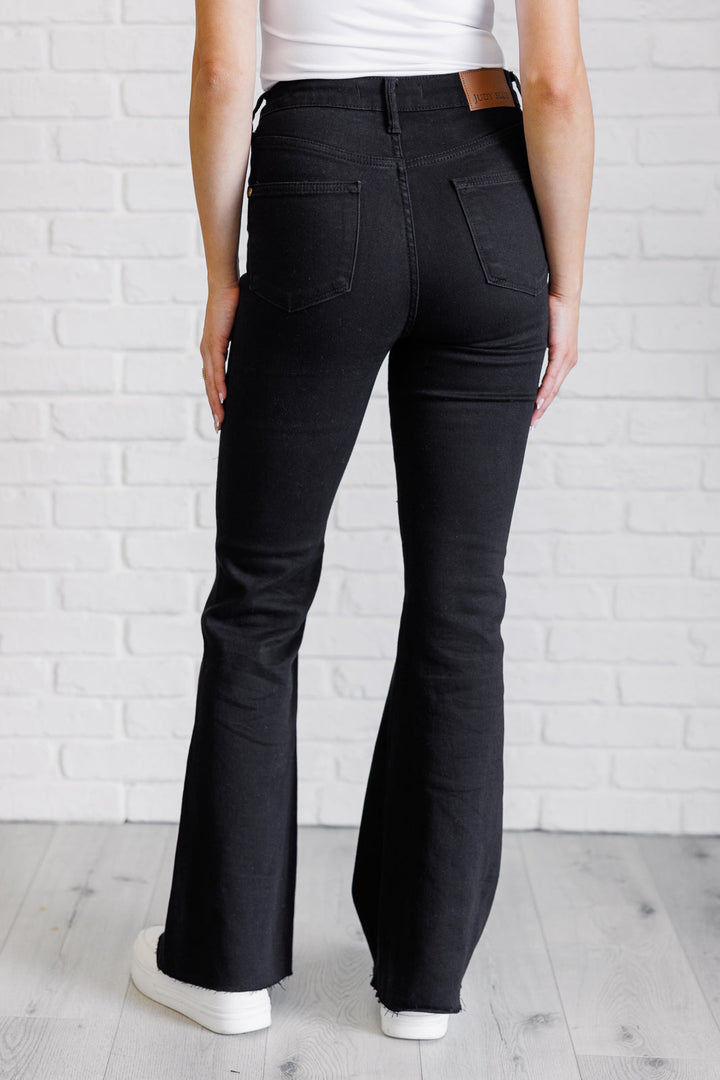 Etta High Rise Control Top Flare Jeans in Black by Judy Blue