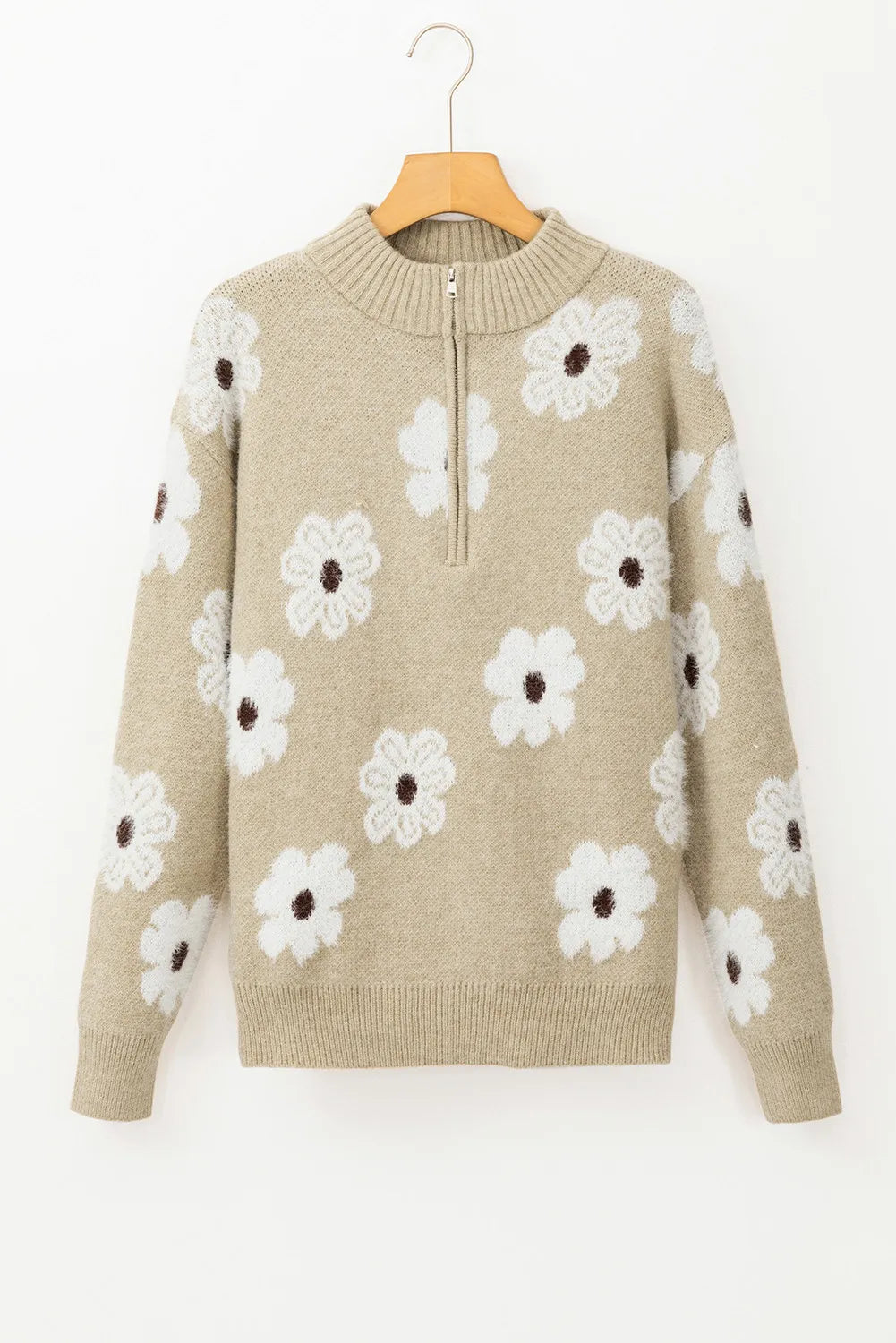 Sandi Floral Quarter Zip Sweater (Ships in 2-3 Weeks)