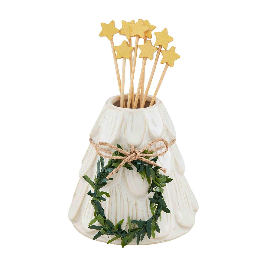 White Christmas Toothpick Caddy by Mud Pie