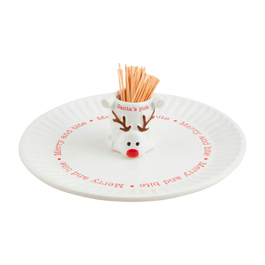 Reindeer Toothpick Appetizer Plate Set by Mud Pie