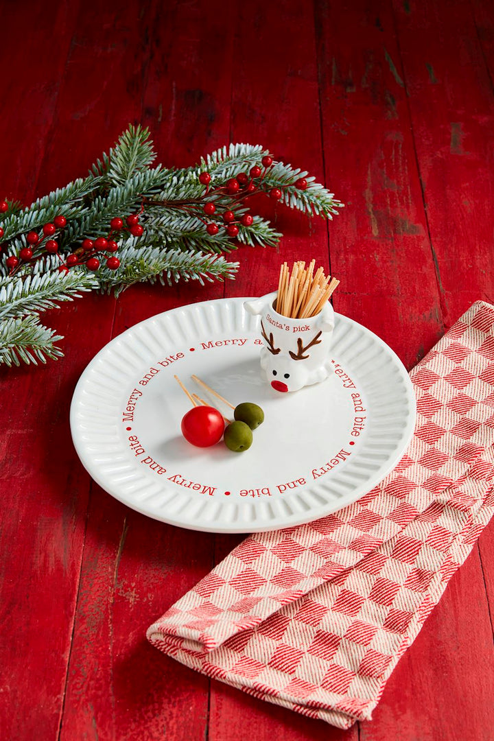 Reindeer Toothpick Appetizer Plate Set by Mud Pie