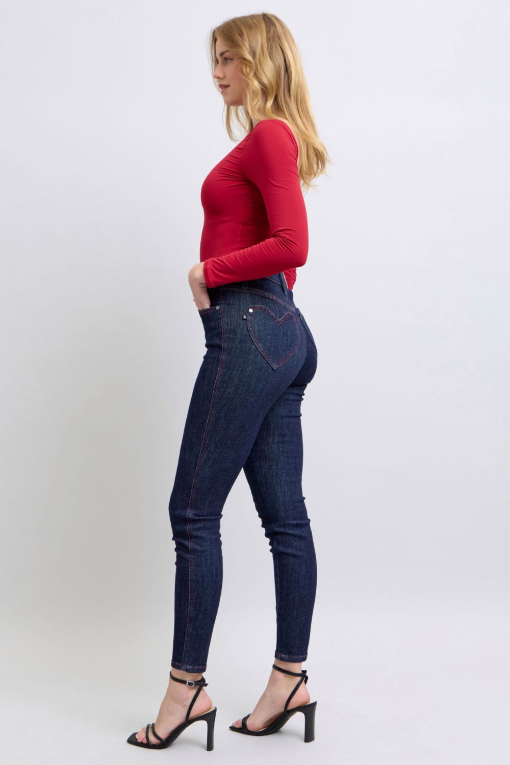 Heart Shaped Back Pockets Skinny Jeans by Judy Blue (Ships in 2-3 Weeks)