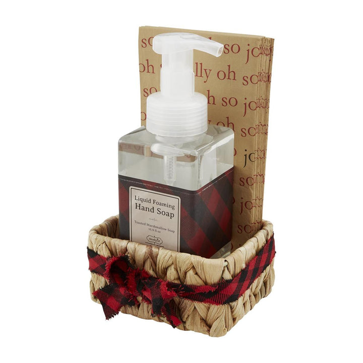 Holiday Checkered Soap & Guest Towel Basket Sets by Mud Pie