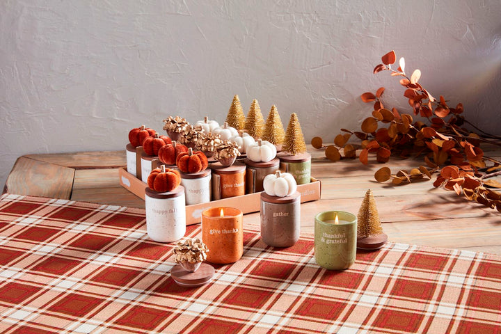 Petite Jar Candle with Festive Topper by Mud Pie - Fall