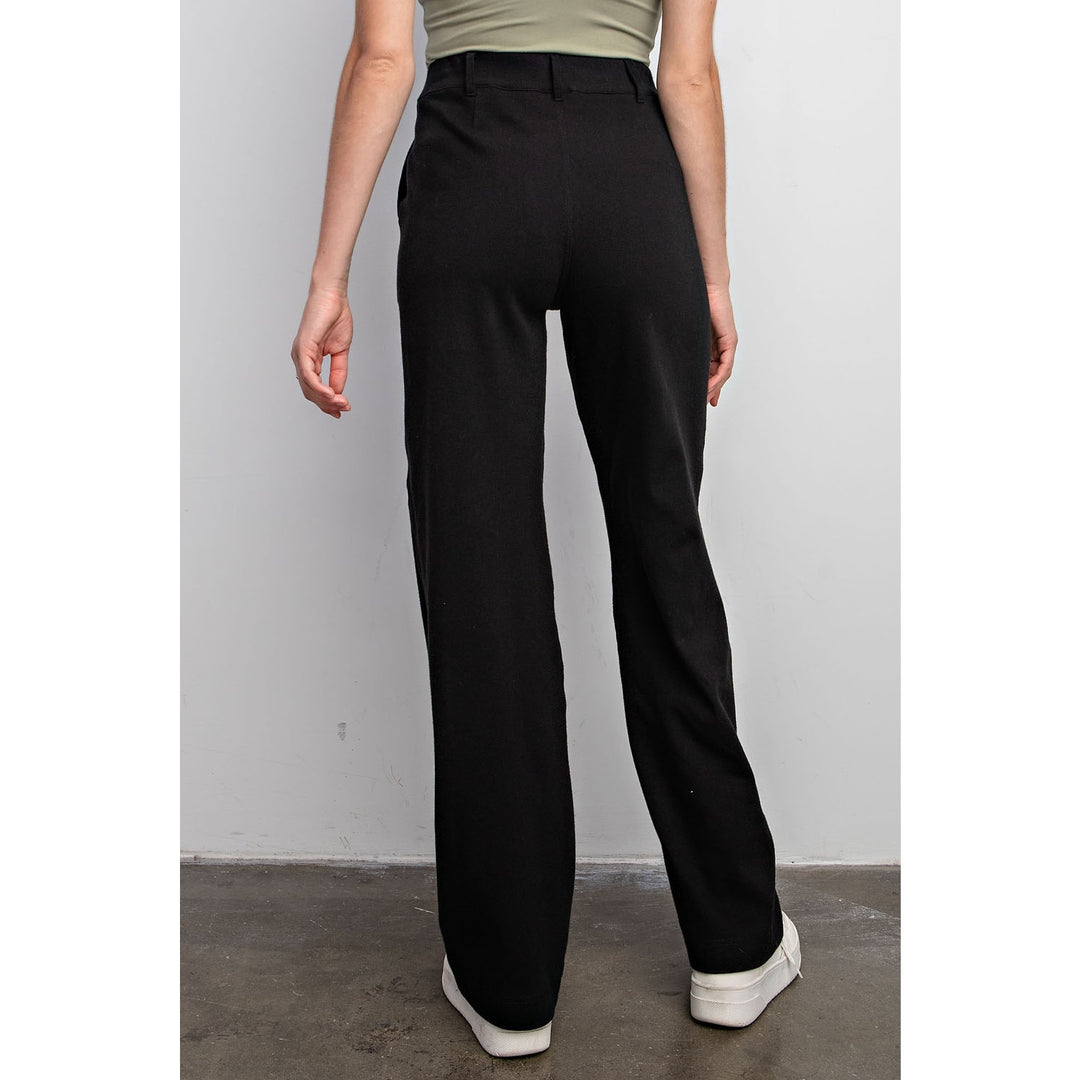 Black Twill Wide Leg Pants by Rae Mode