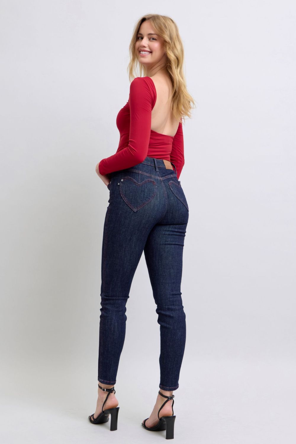 Heart Shaped Back Pockets Skinny Jeans by Judy Blue (Ships in 2-3 Weeks)