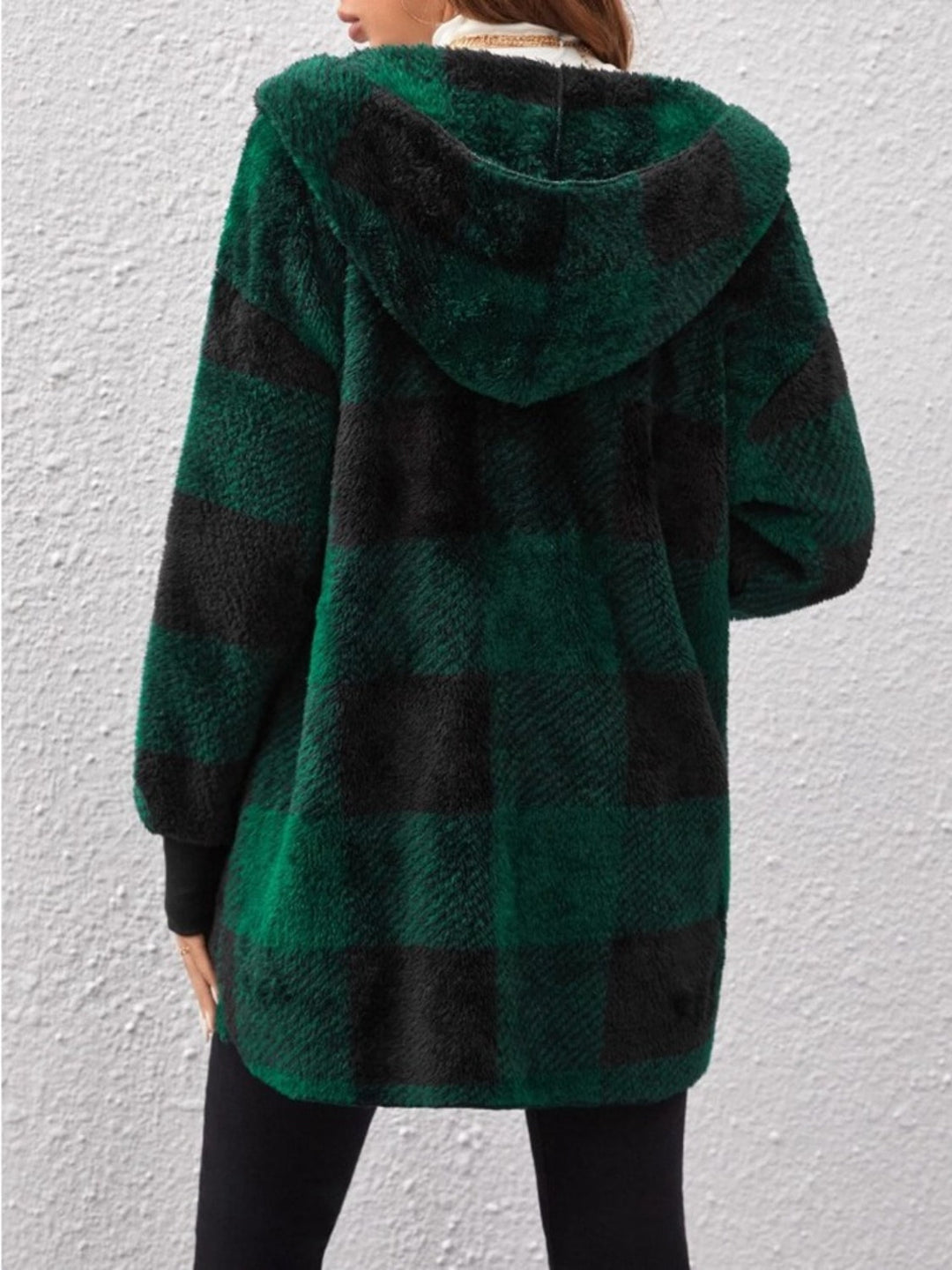 Fuzzy Buffalo Check Hooded Wrap (Ships in 2-3 Weeks)