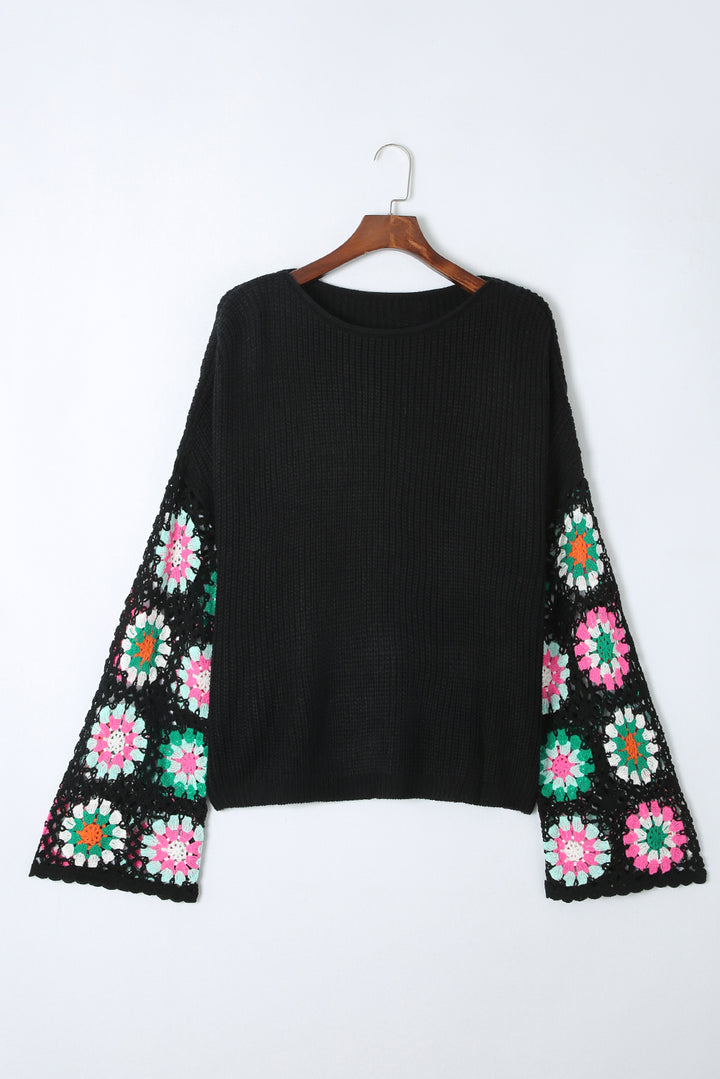 Luna Chunky Knit Crochet Sleeve Sweater