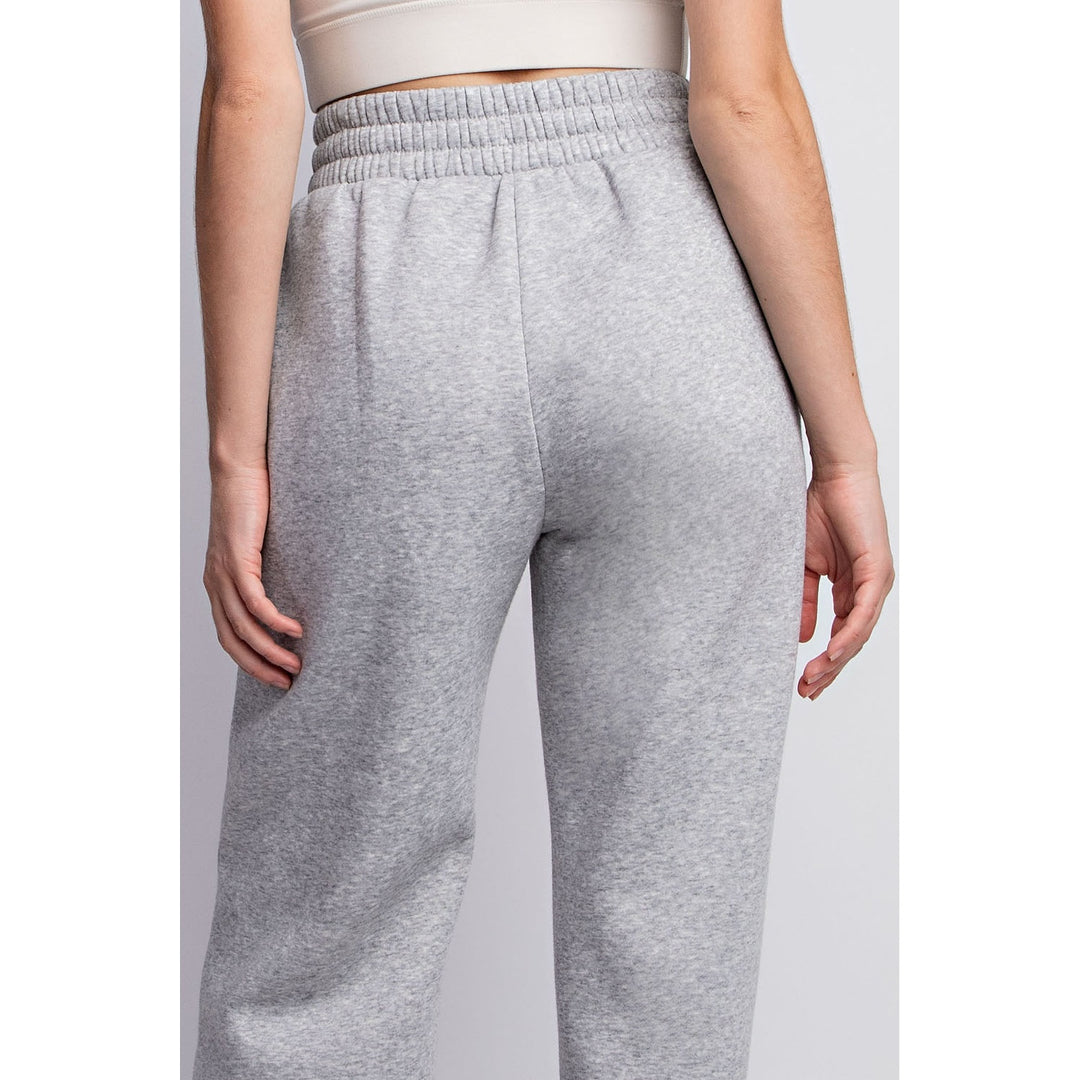 French Terry Straight Leg Pants by Rae Mode - Heather Grey