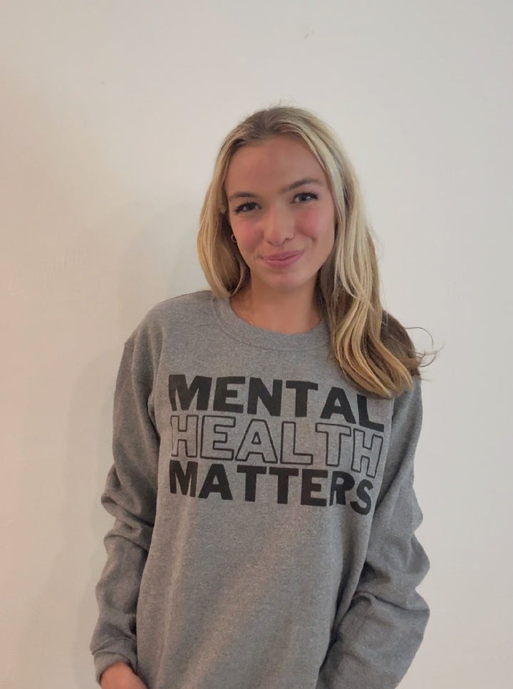 'Mental Health Matters' Block Printed Graphic Sweatshirt: Prep Obsessed x Weather With Lauren