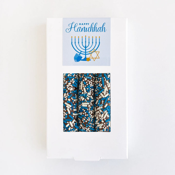 'Happy Hanukkah' Sprinkles Chocolate Covered Pretzels