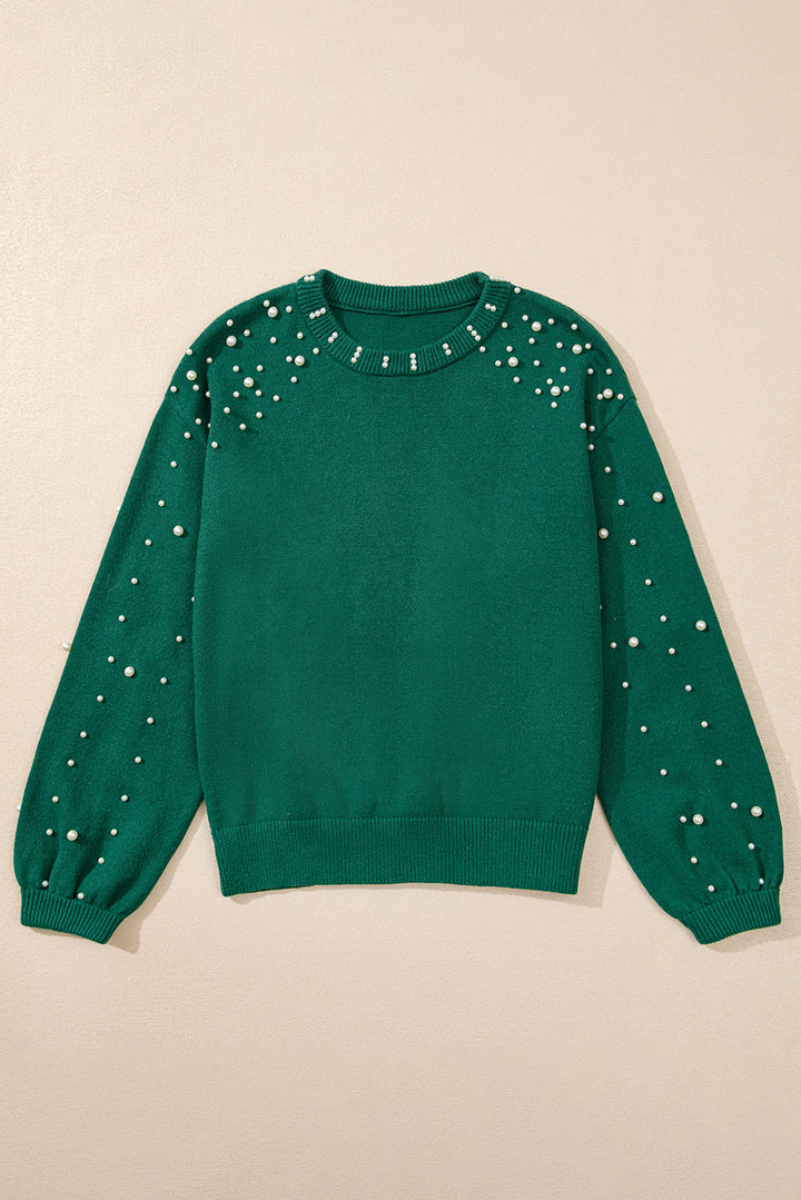 Bella Pearl Sleeve Round Neck Sweater - Choice of Color (Ships in 2-3 Weeks)