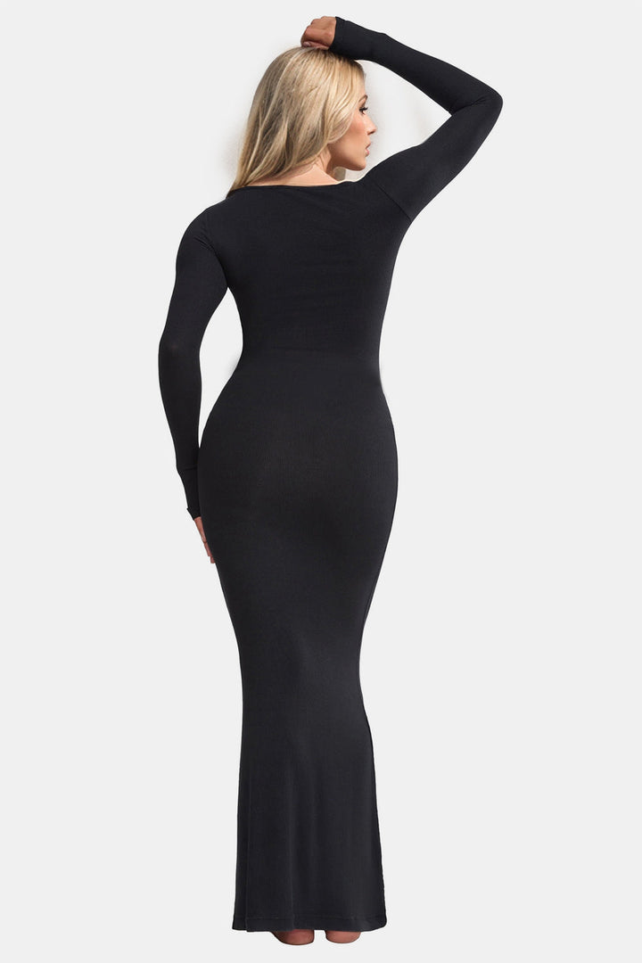 Smoothing Square Neck Long Sleeve Maxi Dress by Basic Bae (Ships in 2-3 Weeks)