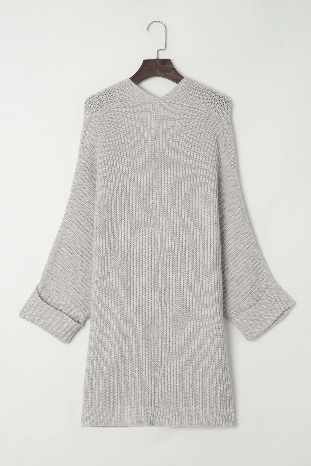 Oversized Chunky Knit Cardigan with Rolled Sleeve