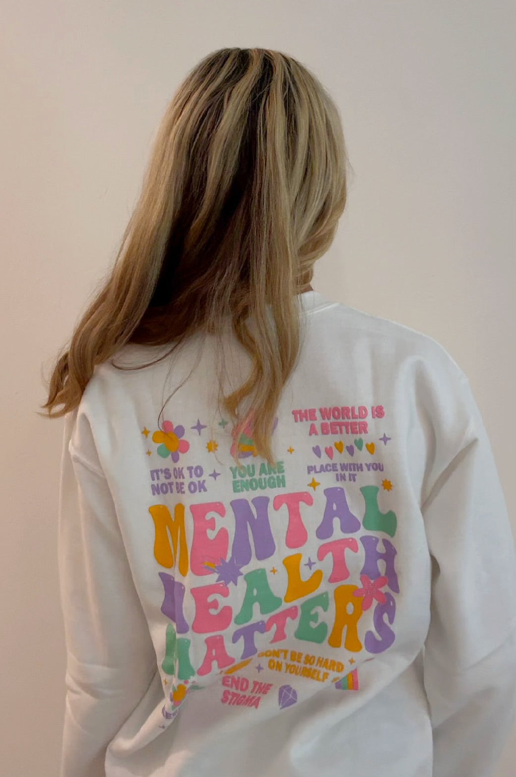 'Mental Health Matters' Multicolor Graphic Sweatshirt: Prep Obsessed x Weather With Lauren