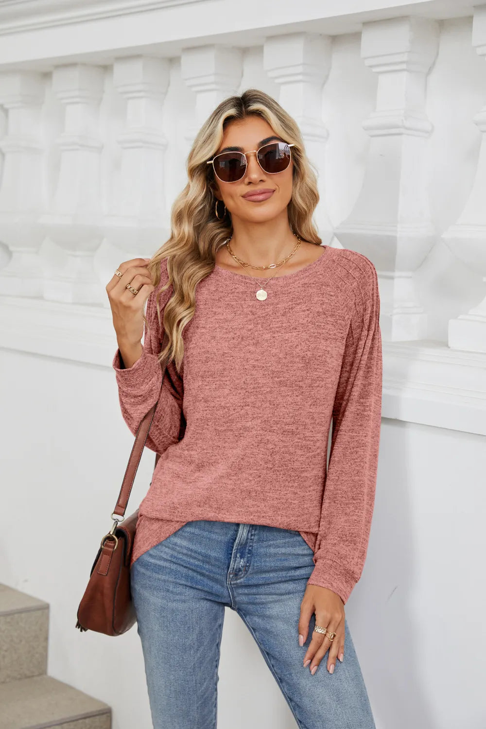 Ribbed Shoulder Cozy Hacci Long Sleeve (Ships in 2-3 Weeks)