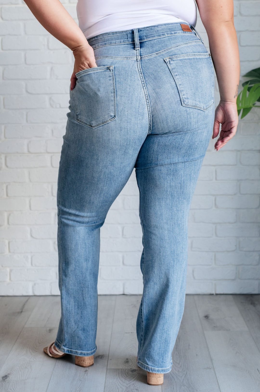 Alana Mid Rise Clean Bootcut Jeans by Judy Blue