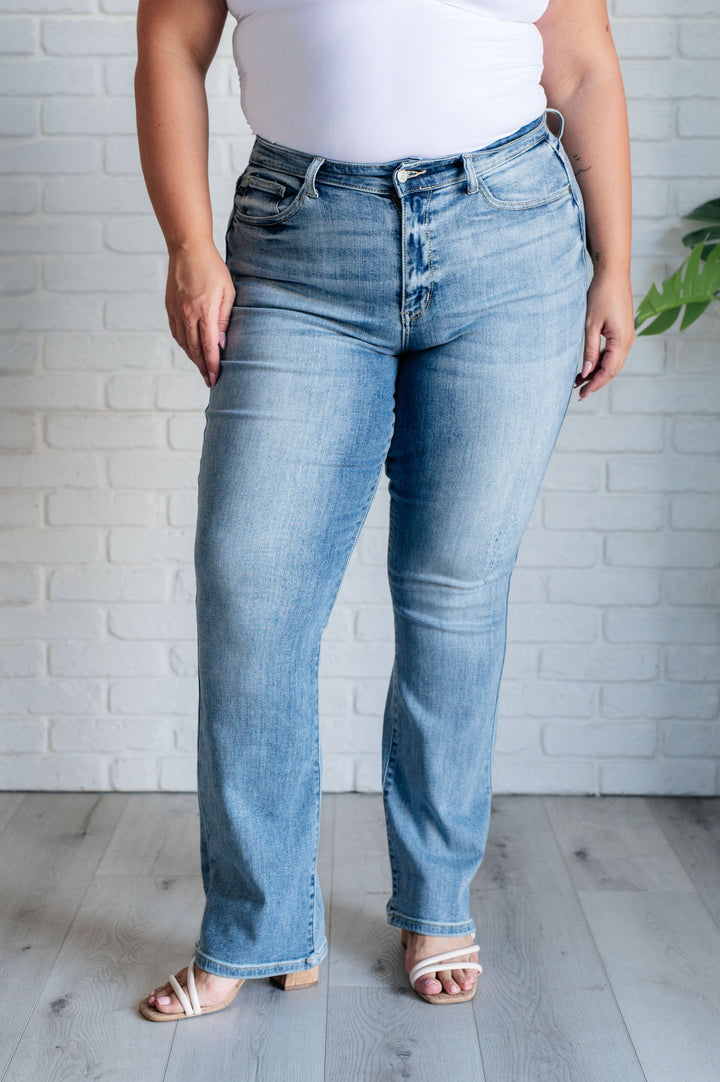 Alana Mid Rise Clean Bootcut Jeans by Judy Blue