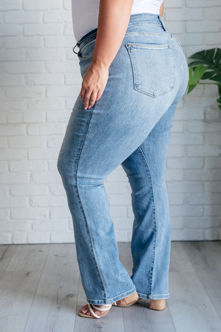 Alana Mid Rise Clean Bootcut Jeans by Judy Blue