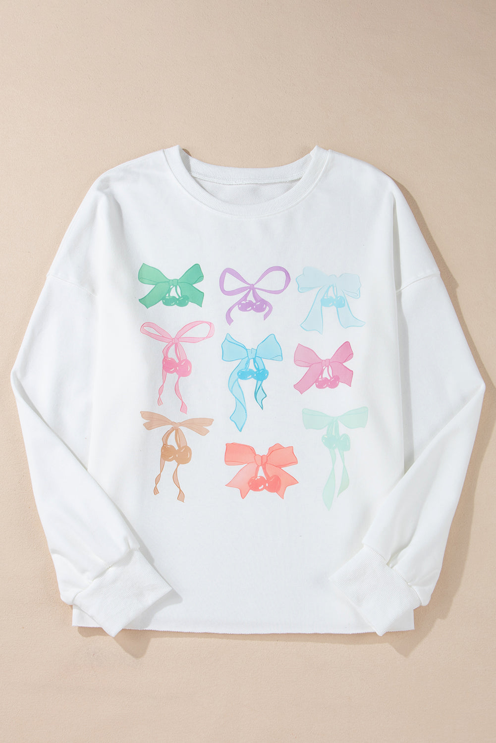 White Bow Print Sweatshirt (Ships in 2-3 Weeks)