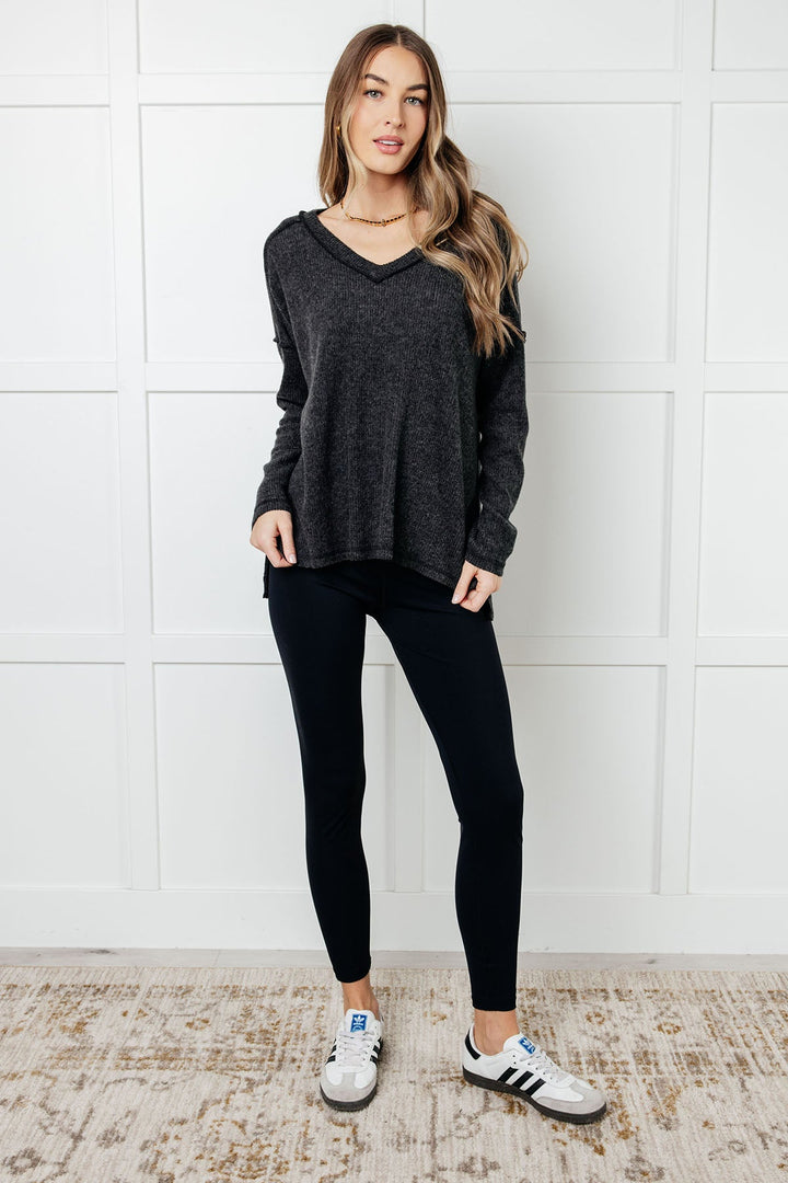 Basically Freezing Brushed Hacci Top in Black - 1/1