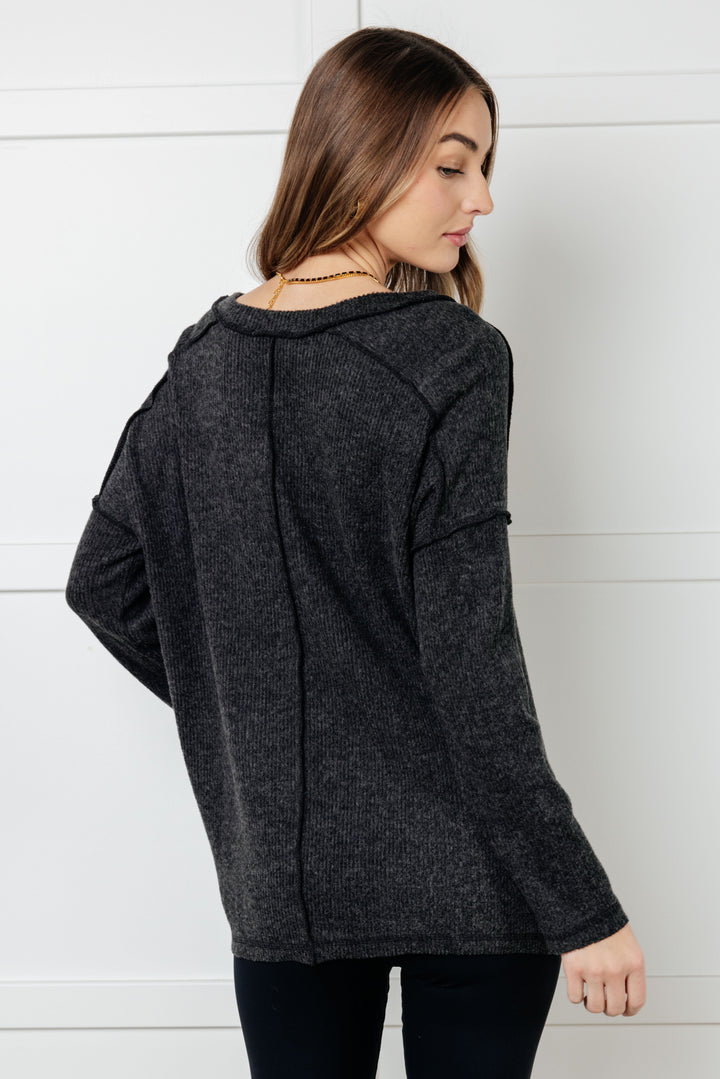 Basically Freezing Brushed Hacci Top in Black - 1/1