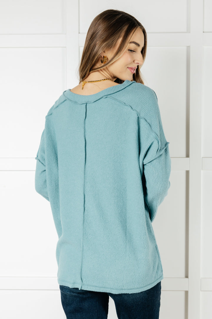 Basically Freezing Brushed Hacci Top in Dusty Teal - 1/1