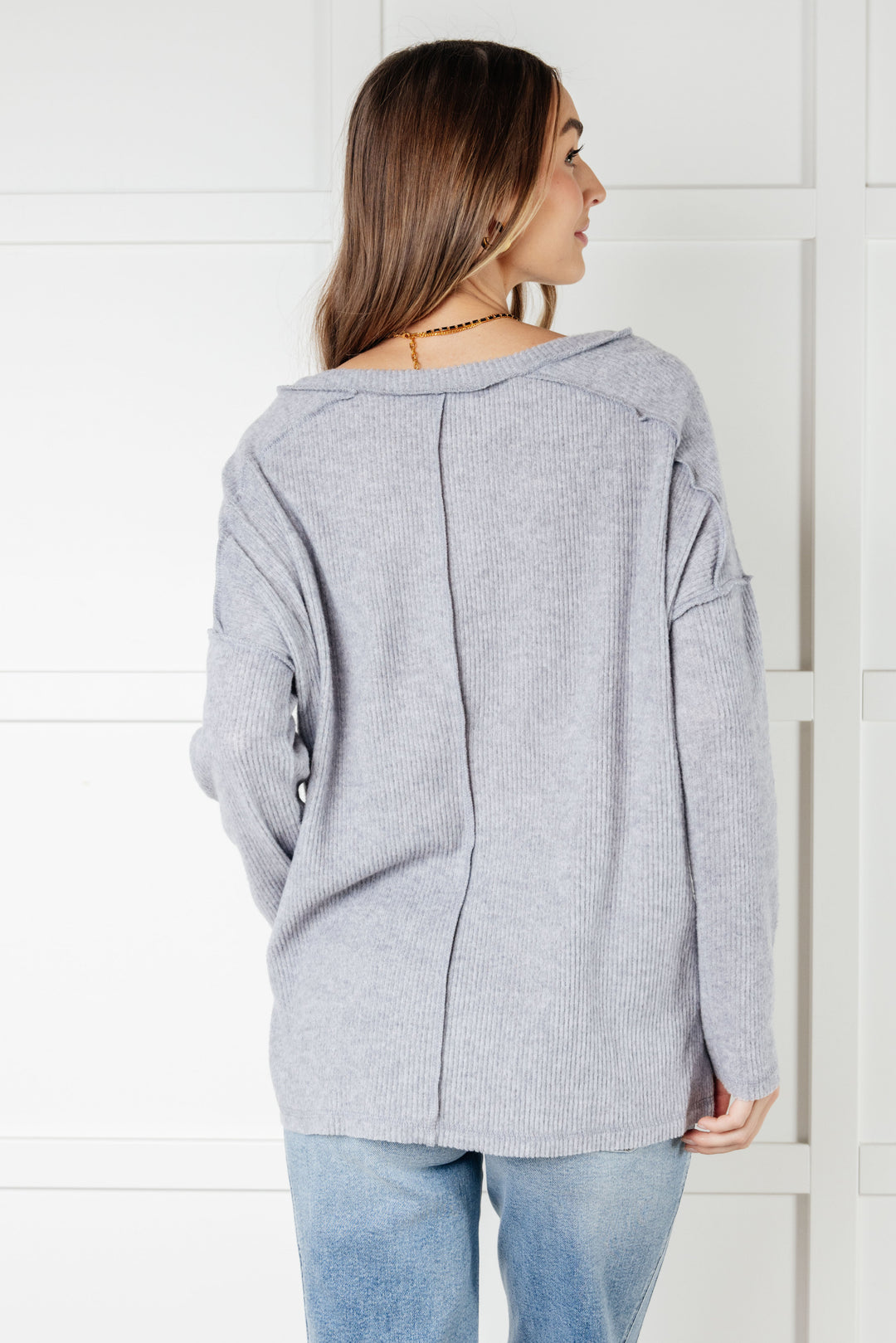 Basically Freezing Brushed Hacci Top in Heather Grey - 1/1