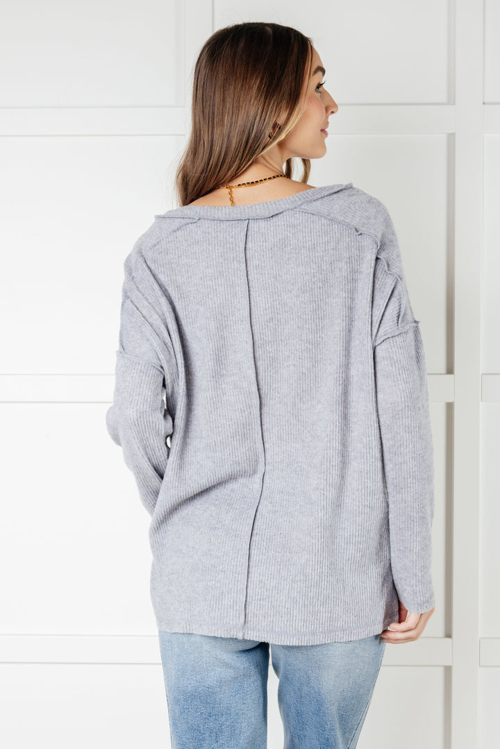 Basically Freezing Brushed Hacci Top in Heather Grey - 1/1