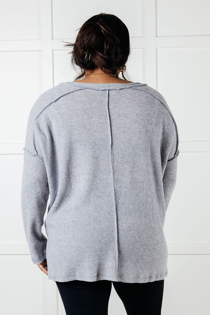 Basically Freezing Brushed Hacci Top in Heather Grey - 1/1