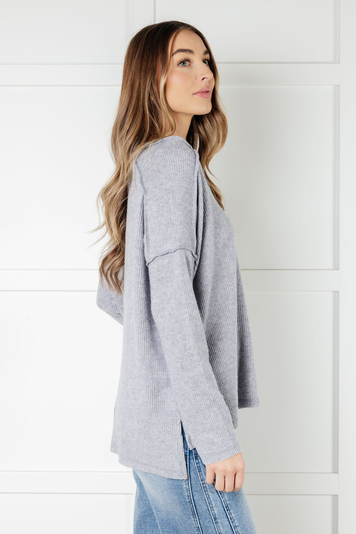 Basically Freezing Brushed Hacci Top in Heather Grey - 1/1