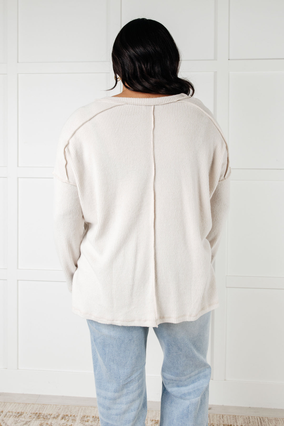 Basically Freezing Brushed Hacci Top in Sand Beige - 1/1