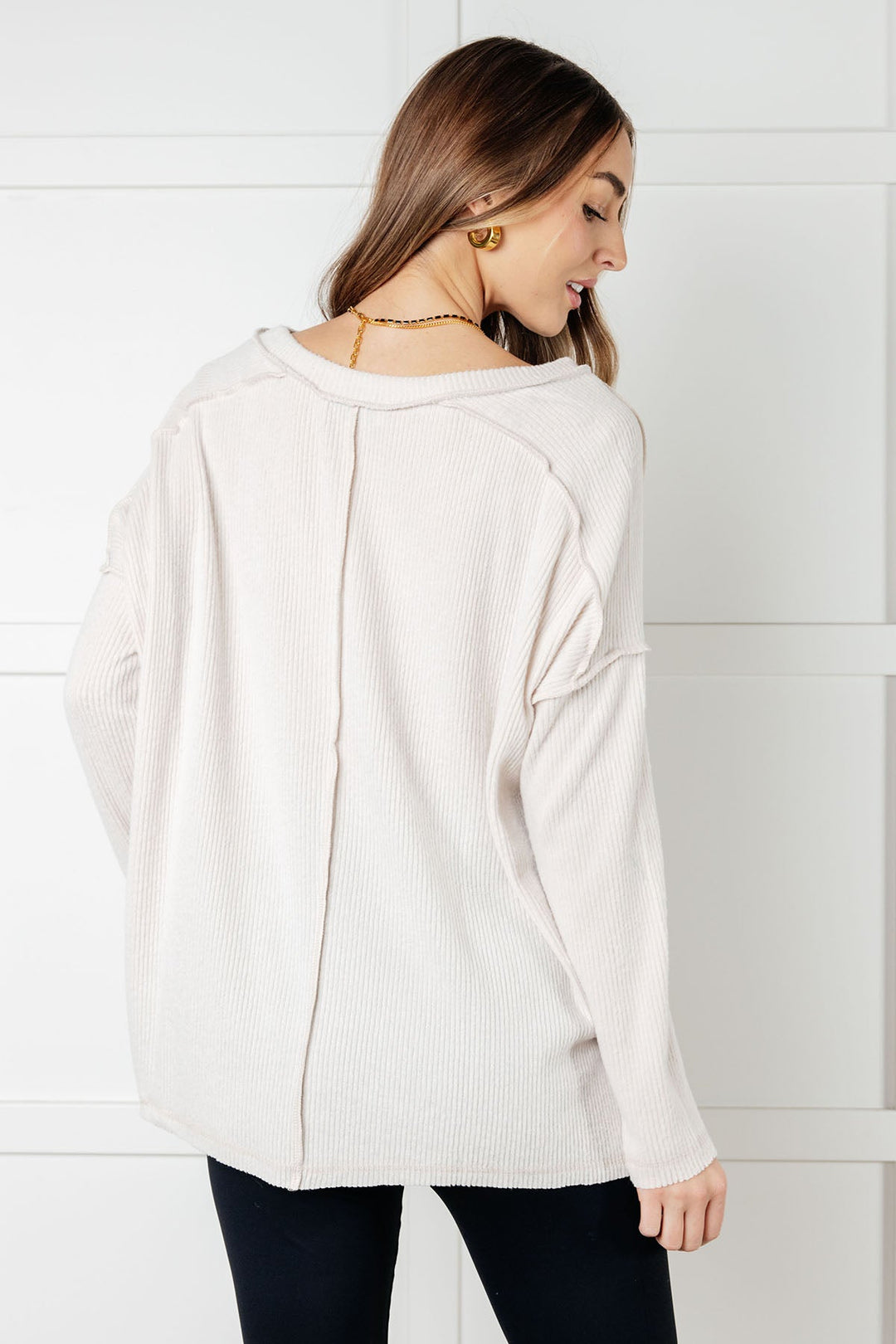 Basically Freezing Brushed Hacci Top in Sand Beige - 1/1