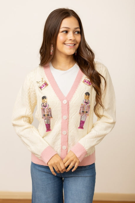 Beige and Pink Nutcracker Sweater - 12/3