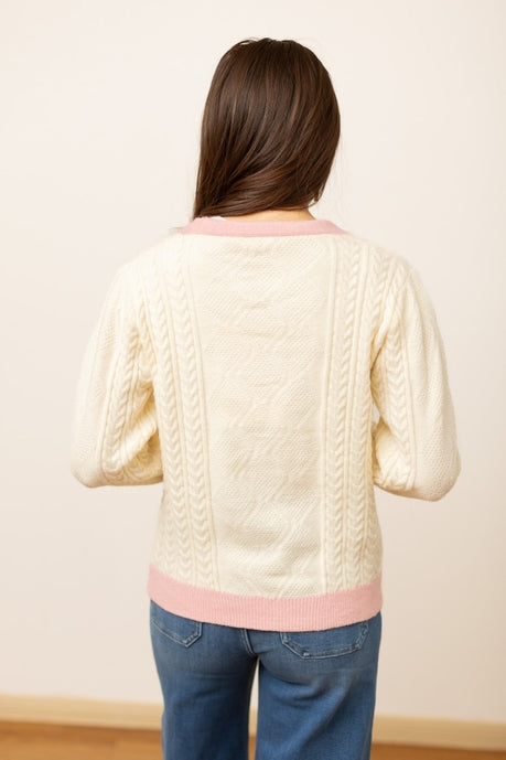 Beige and Pink Nutcracker Sweater - 12/3