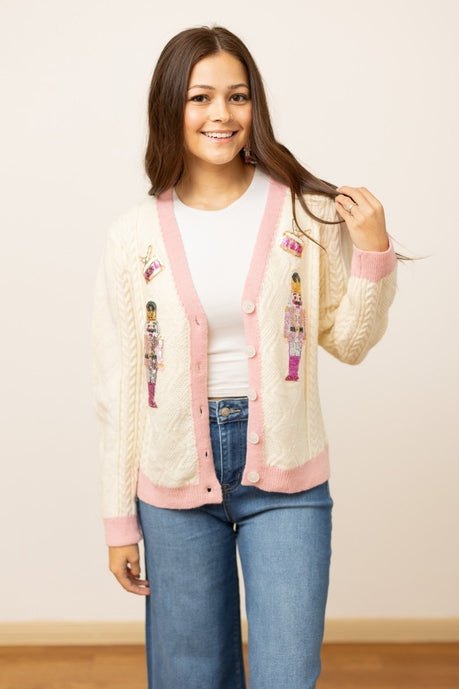 Beige and Pink Nutcracker Sweater - 12/3